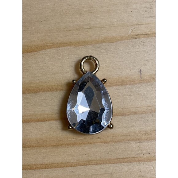 Teardrop Gold-Tone Light Blue Pendant Charm - Picture 1 of 4